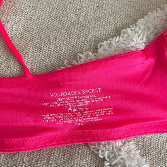 Victoria’s Secret Very Sexy Racerback Strappy Push Up Bra Pink Women’s Size 34C - Picture 6 of 9
